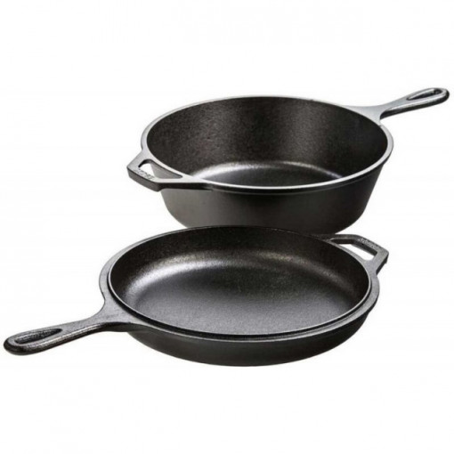Set 2 tigai din fonta cu maner Lodge Combo Cooker 26 cm - L-LCC3