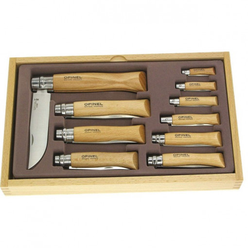 Set Opinel 10 cutite Inox, manere fag - 001314