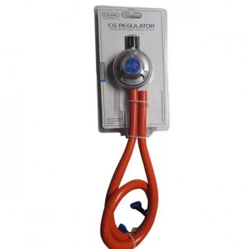 Set regulator de presiune gaz si furtun cu filet 1 pe 4 Cadac 30mBar - 8515 3