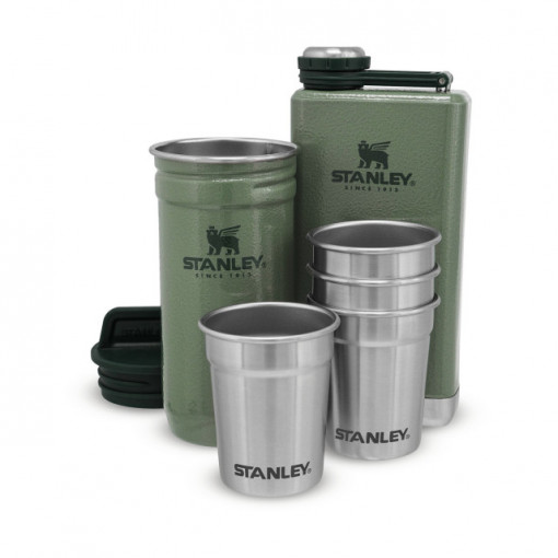 Set Stanley Butelca +4 pahare The Pre-Party Shotglass + Flask Hammertone Green - 10-01883-034 2