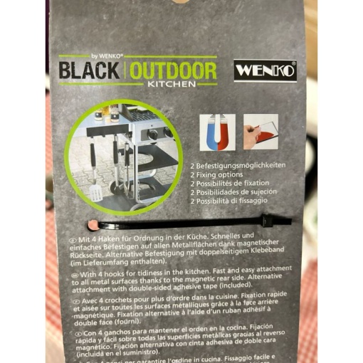 Sina magnetica cu carlige Wenko Black Outdoor Kitchen 30 x 6,5 x 2 cm negru - 55014100 - Img 3