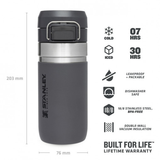 Sticla Apa Stanley The Quick Flip Water Bottle Charcoal 0.47L - 10-09148-025 3