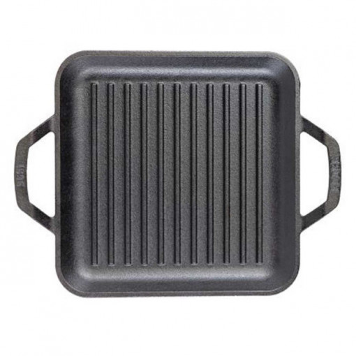 Tava grill patrata cu doua manere Chef Collection Lodge 28 cm - C11SGP caneluri