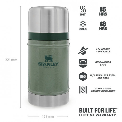 Termos pentru mancare Stanley The Legendary Classic Food Jar Hammertone Green 0.7L - 10-07936-003 3
