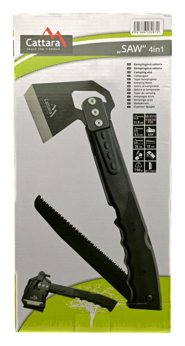 Topor cu fierastrau Cattara 4 in 1, teaca solida, fluier, amnar, 36cm - TT13267 - Img 10