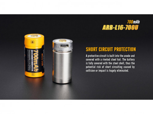 Acumulator Fenix 16340 Cu micro USB - 700mAh - RB-L 16-700U 4