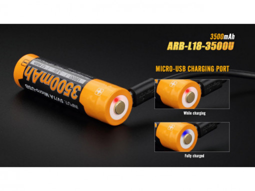 Acumulator 18650 - 3500mAh cu Micro USB - ARB-L 18-3500U 3