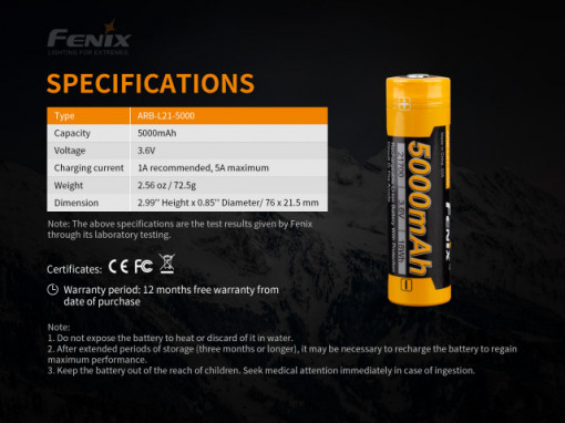 Acumulator Fenix 21700 - 5000mAh - ARB-L 21-5000 6