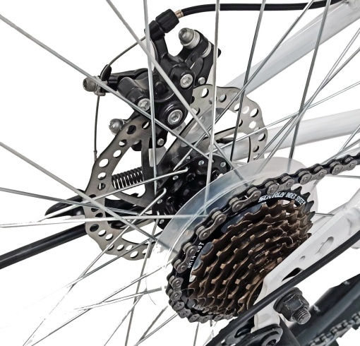 Bicicleta BR STORM 24", 21 viteze, frane pe disc, cadru otel 14", manete secventiale, alb/verde - Img 7