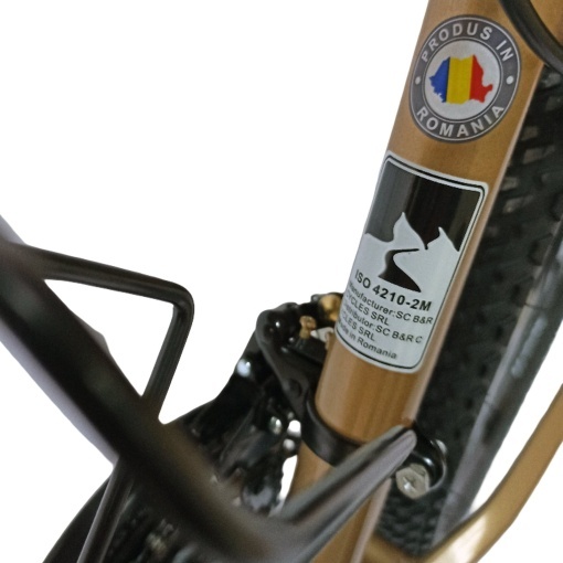 Bicicleta BR Tornado ProMG 24", jante MAGNEZIU, 21 viteze, frane pe disc, cadru din aluminiu 13", manete secventiale, maro - Img 14