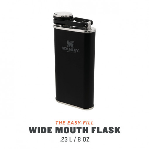 Butelca Stanley pentru alcool The Easy Fill Wide Mouth Flask Stanley Matte Black Pebble 0.24l - 10-00837-127