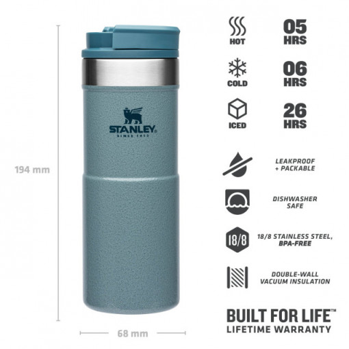 Cana Termoizolanta Stanley The NeverLeak™ Travel Mug Hammertone Ice 0.35L - 10-09855-009 3