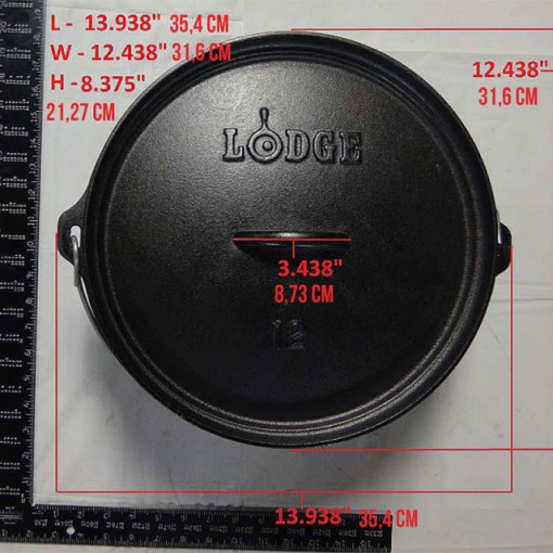 Ceaun din fonta cu capac - cuptor olandez Lodge 30,2 cm 5,7 litri - L-12CO3 8