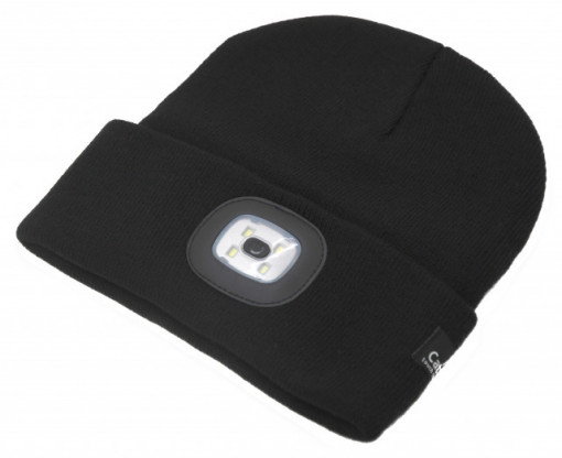 Fes negru cu lanterna cu LED si incarcare usb Cattara TT14021 - Img 2