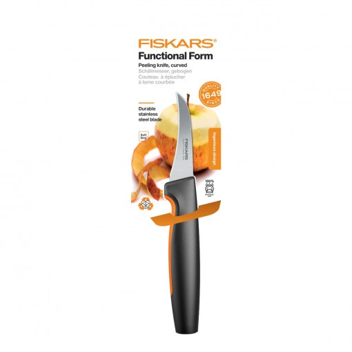 FISKARS Cutit pentru decojit cu lama curbata Fiskars Functional Form, 7 cm - 1057545 - Img 5