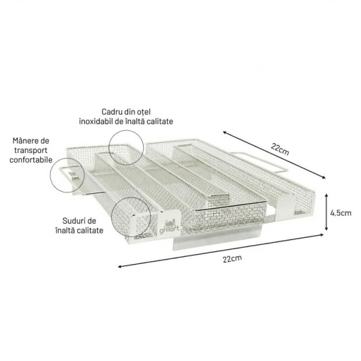 Generator premium de fum rece, fabricat din inox, 22x22x4,5 cm, Grillart - GA-1011 - Img 4