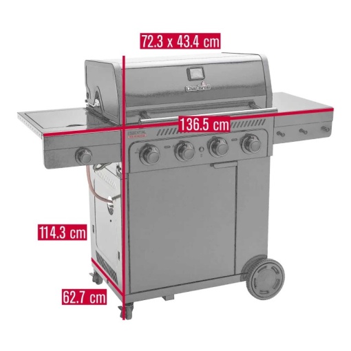 Gratar pe gaz Char-Broil Essential 4 G cu 4 arzatoare, grile din fonta, TRU-Infrared - 140235 - Img 6