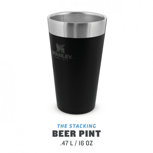 Halba Stanley The Stacking Beer Pint Matte Black Pebble 0.47L - 10-02282-058