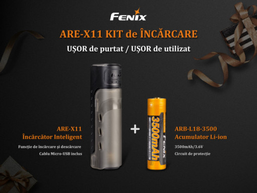 Kit Incarcator Fenix ARE-X11 + Acumulator 18650 3500mAh 2