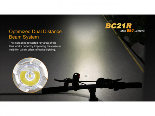 Lanterna bicicleta de ghidon Fenix BC21R Reincarcabila 880 Lumeni 125 Metri 2