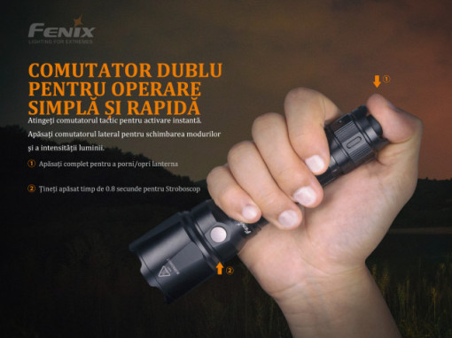 Lanterna Fenix TK22 V2.0 1600 Lumeni 405 Metri buton