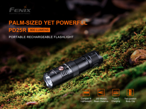 Lanternă reîncărcabilă 800 Lumeni 250 metri Fenix PD25R -ADV-483-001 - Img 5
