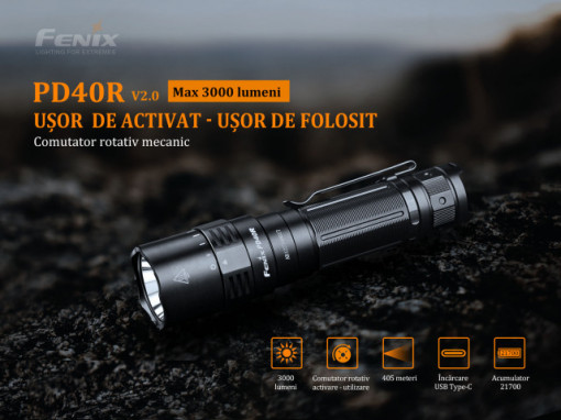 Lanterna Tactica Reincarcabila Fenix PD36R 3000 Lumeni 405 Metri usor