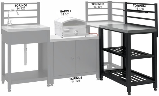 Masa cu rafturi modulara Torino 4 Cattara pentru bucatarie exterioara 80x47x123cm - TT14128 - Img 6