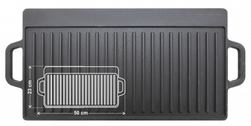 Plita pentru gratar cu doua fete din fonta 50x23x1,4cm Cattara TT13064 - Img 3