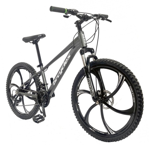 Bicicleta BR Tornado ProMG 24", jante MAGNEZIU, 21 viteze, frane pe disc, cadru din aluminiu 13", manete secventiale, gri - Img 2