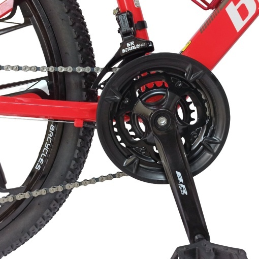 Bicicleta BR Tornado ProMG 24", jante MAGNEZIU, 21 viteze, frane pe disc, cadru din aluminiu 13", manete secventiale, rosu - Img 10