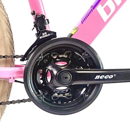 Bicicleta BR Tornado ProMG 24", jante MAGNEZIU, 21 viteze, frane pe disc, cadru din aluminiu 13", manete secventiale, roz - Img 5
