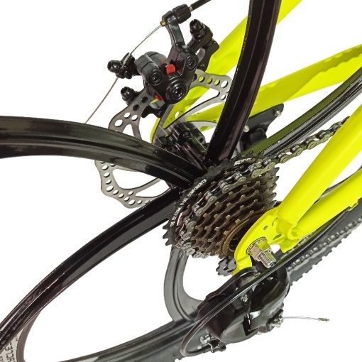 Bicicleta BR Tsunami ProMG 24", cadru otel 13", jante magneziu, manete secventiale, frane disc, 21 viteze, fluo - Img 10