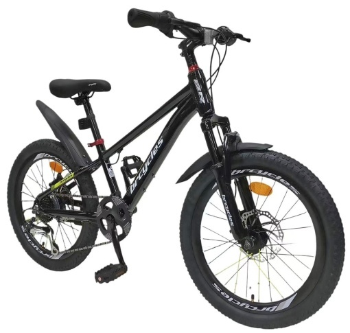 Bicicleta copii BR Tornado 20", cadru aluminiu 12", manete revoshift, frane disc, 7 viteze, negru, varsta 7-10 ani - Img 2