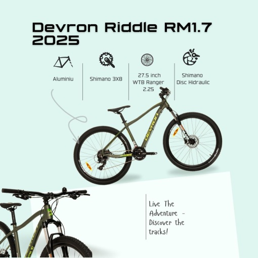 Bicicleta Mtb Devron Riddle RM1.7 2025 - 27.5 inch, S, Verde - Img 4