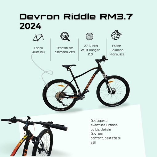 Bicicleta Mtb Devron Riddle RM3.7 2024 - 27.5 Inch, L, Negru - Img 3