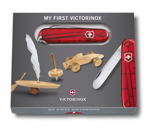 Briceag Victorinox My first Victorinox H, roz  transparent - 0.2373.T5 cutie