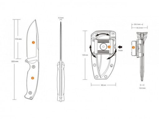 Cutit de outdoor Ruike F118 - Lama 11cm schita