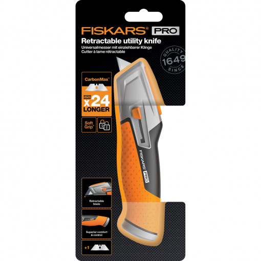 FISKARS Cutit utilitar cu lama retractabila trapezoidala Fiskars CarbonMax, 177 mm, 171 g - 1027223 - Img 3