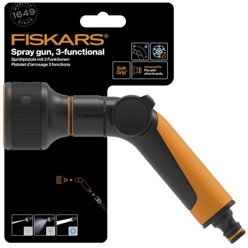 FISKARS Pistol pentru stropit, 3 functii, control la deget, Comfort - 1065486 - Img 2