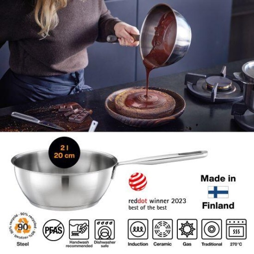 FISKARS Tigaie inalta, din otel inoxidabil, fara acoperire antiaderenta, Fiskars All Steel, Ø 20 cm - 1064748 - Img 4