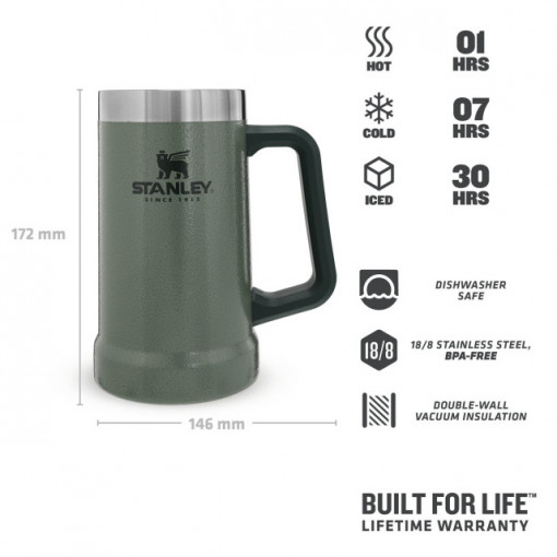 Halba Stanley The Big Grip Beer Stein Hammertone Green 0.47L - 10-02874-033 3