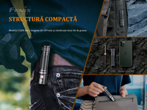 Lanternă EDC 1500 Lumeni 200 metri Fenix E28R - ADV-429-001 - Img 4