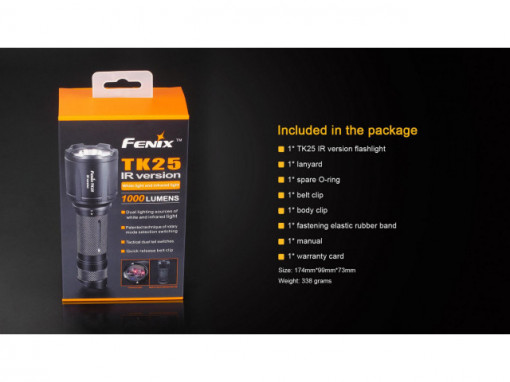 Lanterna Fenix TK25 Versiune Infra-Rosu 1000 Lumeni 225 metri pachet
