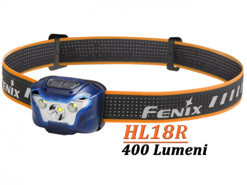Lanterna frontala Fenix HL18 Reincarcabila 400 lumeni 76 metri albastru