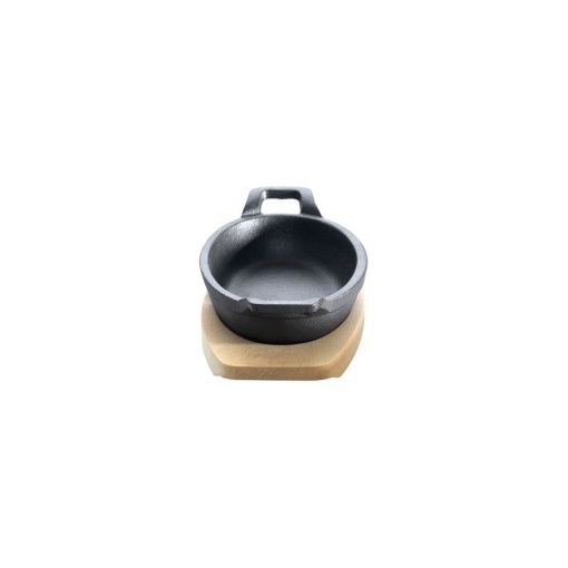 Tava ovala din fonta cu suport de lemn pentru servire 21 x 15,5 cm 0,75 litri ALL GRILL - 9705 - Img 4