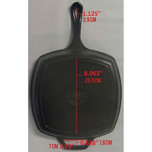 Tigaie grill adanca patrata din fonta cu maner Lodge 26,7 cm - L-8SGP3 5