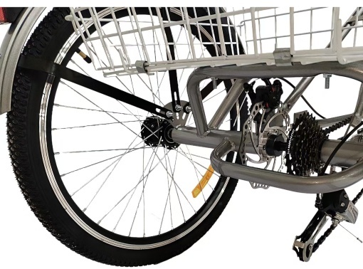 Tricicletă 24" pentru adulți BR CYCLES Pro2008-VB, cadru oțel 16", 7 viteze, frâne V-Brake/tambur, negru - Img 9