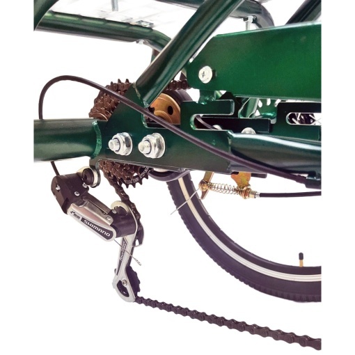 Tricicletă 24" pentru adulți BR CYCLES Pro2008-VB, cadru oțel 16", 7 viteze, frâne V-Brake/tambur, verde kaki - Img 6