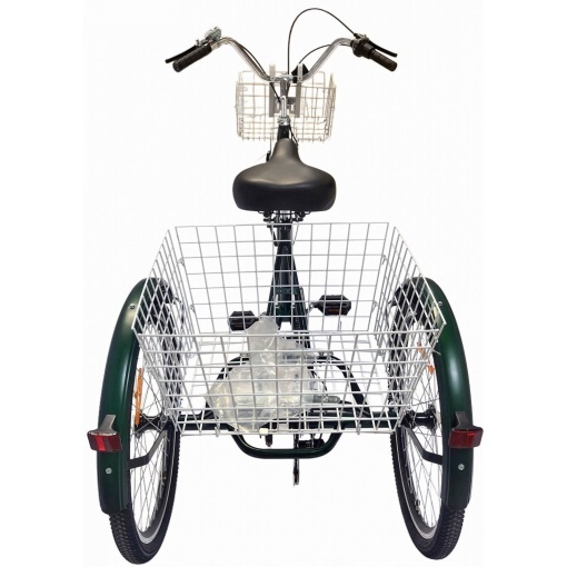 Tricicletă 24" pentru adulți BR CYCLES Pro2008-VB, cadru oțel 16", 7 viteze, frâne V-Brake/tambur, verde kaki - Img 16